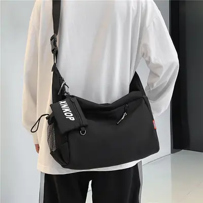 Men's Japanese Style Shoulder Messenger Bag Black Large Capacity