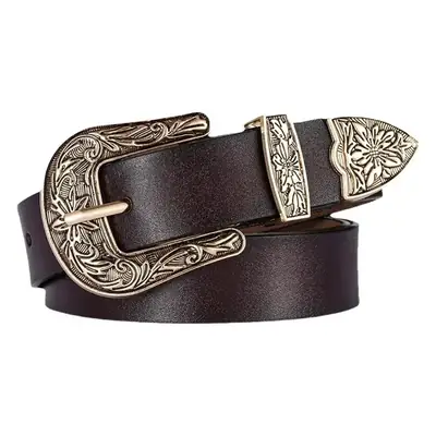 Women's Vintage Western Belt Brown Genuine Leather