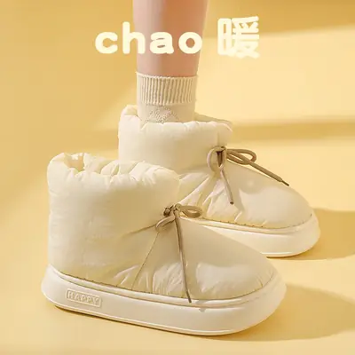Autumn and Winter cotton slippers for women couple indoor home home non-slip thick bottom warm confinement drooping down cloth for men