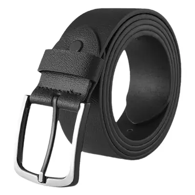 Men's Black Leather Belt with Buckle