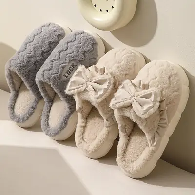 Couple cotton slippers women's autumn and winter thick bottom new warm non-slip fleece-lined home home plush slippers men's wholesale