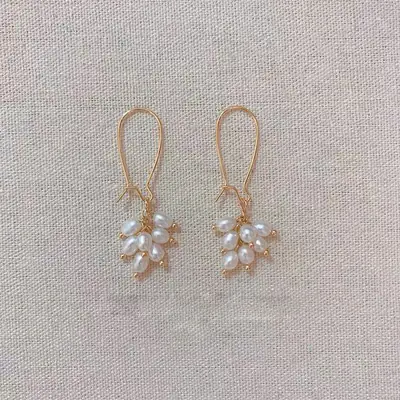 18k Gold Plated Pearl Grape Earrings for Women