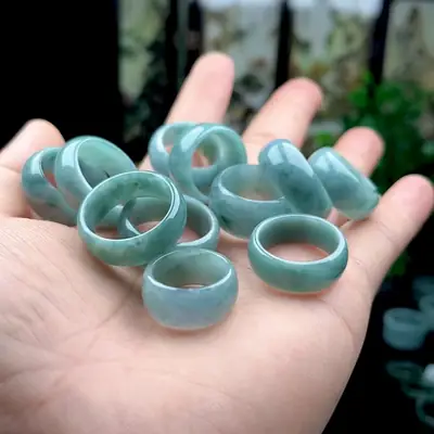 Blue Water Oil Jade Ring A-Grade Jewelry