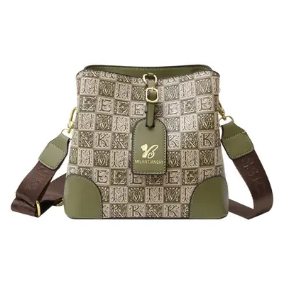 Women's Letter Printed Shoulder Bag Brown Tan 2024