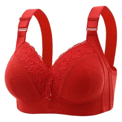 New plus size luxury lace wireless bra side breast contracting big chest small adjustable mom underwear