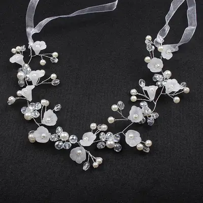 Red Korean Style Crystal Headdress Bridal Hairband