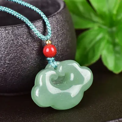 Jade Buddha Pendant with Red Pearl & Blue Bracelet