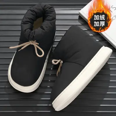 Women Winter Waterproof Anti-Slip Slippers Black White