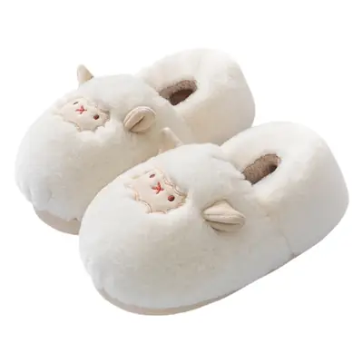 Cute Sheep Plush Winter Slippers Women's Fleece Lined Warm