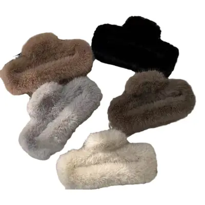 Plush Faux Fur Hairpin for Women Winter 2023