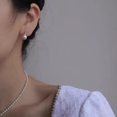 Retro Pearl Stud Earrings 925 Silver Gold Plated