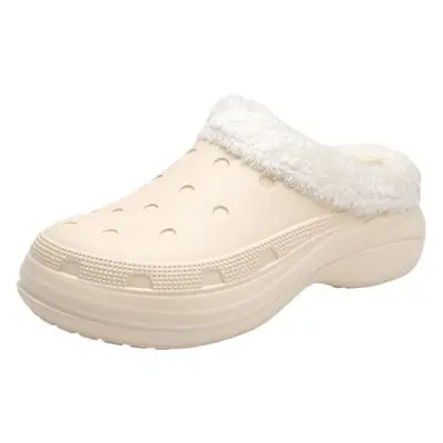 Men's White Fleece Lined Winter Slippers Waterproof