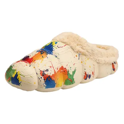 Drooping feeling fleece-lined warm cotton-padded shoes men's cotton-padded slippers women's autumn and winter indoor couple's woolen slippers men's fashion cross-border