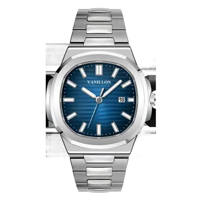 Men's Tourbillon Waterproof Watch Silver Blue Dial