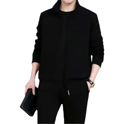 Men's Grey Sweatshirt Running Suit Autumn Winter Casual Two Piece Set