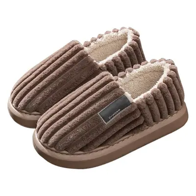 Men's Thickened Plush Winter Slippers Brown Plus Size