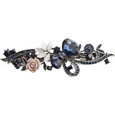 Retro Pearl Bow Tie Hairpin with Flower Design