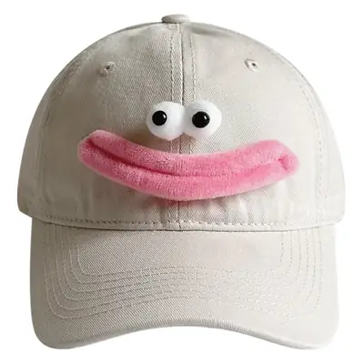 Cute Cartoon Cap for Women Black White Peaked Hat