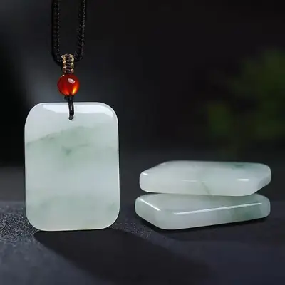 Natural Xinjiang Jade Ping An Ring Pendant with Red & Green Accents