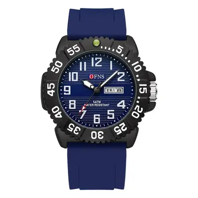 Men's Black Quartz Watch with Dual Calendar & Lumen Display
