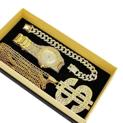 Gold Plated Diamond Watch Gift Set for Women