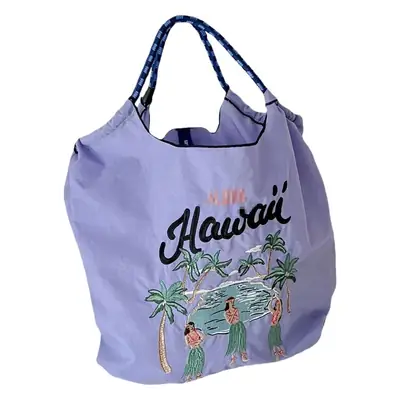 New Women's Embroidered Canvas Bag Large Capacity Purple