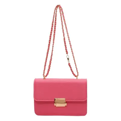 Women's Pink Chain Shoulder Messenger Bag with Heart Lock