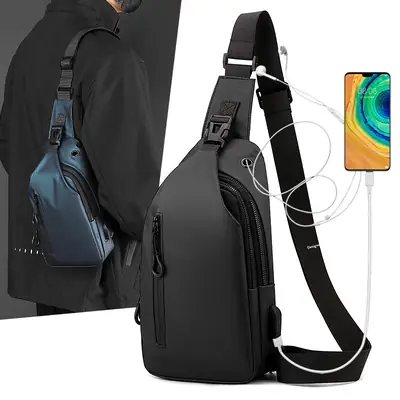 Men's Blue Multi-Layer Shoulder Messenger Bag