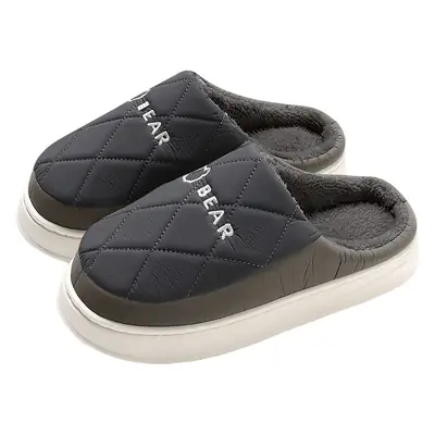 Women Winter Woolen Slipper Gray White Thick