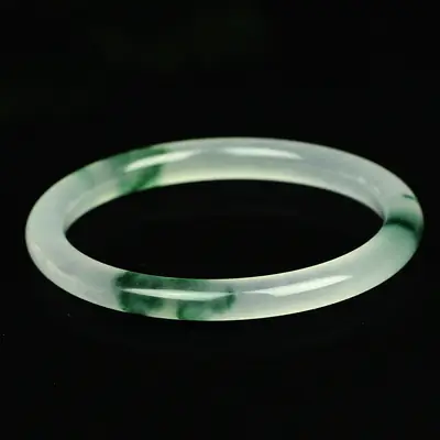 Women's Ice Floating Flower Jade Bracelet Thin Round Strip