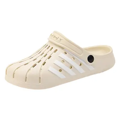 Women's Korean Hole Shoes Flat Beige Outdoor Slippers