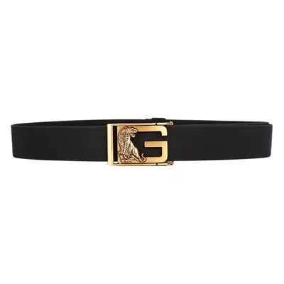 Men's Zodiac Buckle Belt Gold Black Elastic Canvas Universal Light Luxury Belt