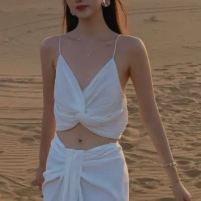Sexy Long Pearl Clavicle Chain Gold 14k