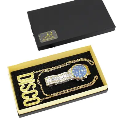 Men's High-End Disco Watch Set with Crystal Band