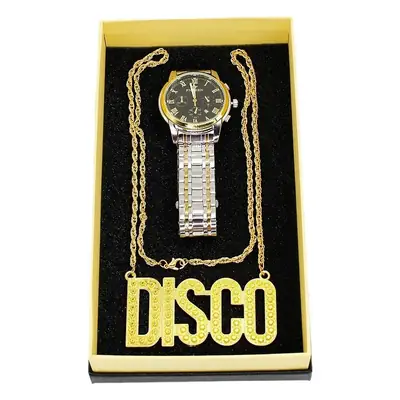 Export Men's Quartz Watch with Disco Necklace Set