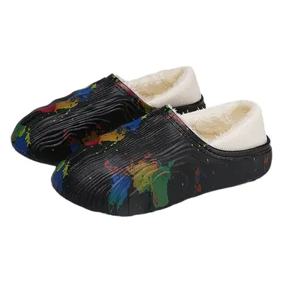New style casual cotton-padded slippers men's winter shit feeling fleece-lined warm cotton-padded shoes couple slippers furry slippers