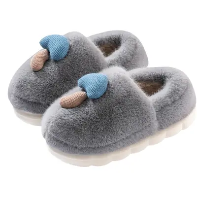 Winter Mushroom Cotton Slippers for Men Women Warm Indoor