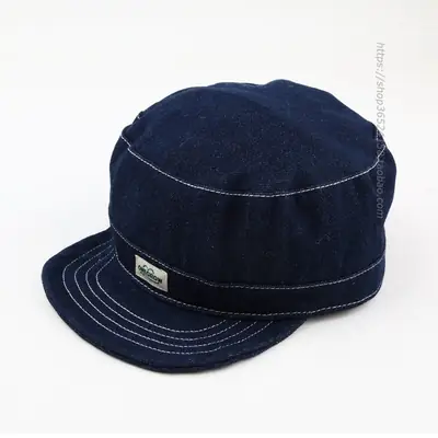 Navy Denim Peaked Cap Adjustable Men Women