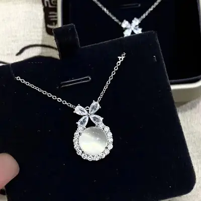 Silver Diamond Ice Horse Pendant Light Necklace for Women