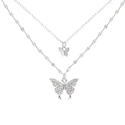 Ins Cold Style Butterfly Double Layer Necklace