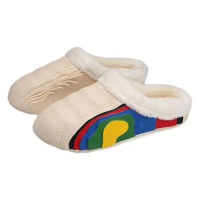 Cotton slippers men's winter new casual fashion home fleece-lined warm closed toe waterproof couple cotton slippers trendy cross-border