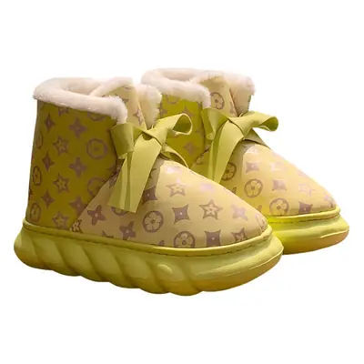 Women's Warm Yellow Snow Boots with Bow