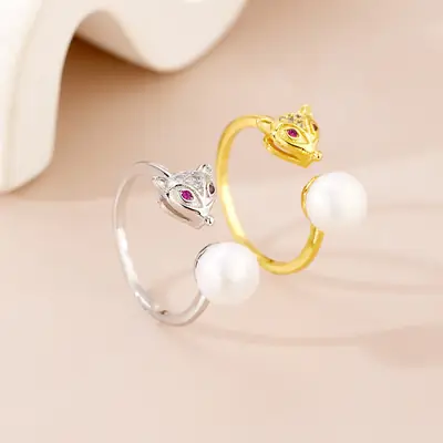 Joker Fresh Water Pearl Finger Ring Gold Plated