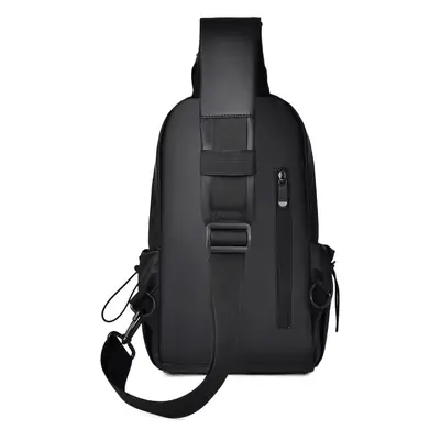 Men's Grey Crossbody Travel Bag with Purple Accents