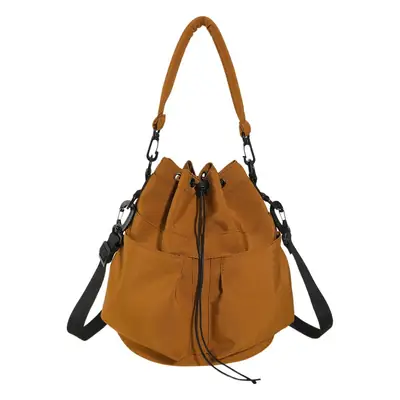 Women's Drawstring Bucket Bag Tan Large Capacity