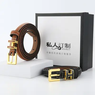 Genuine Leather Letter Counter Belt Women's Suit Jacket Waist