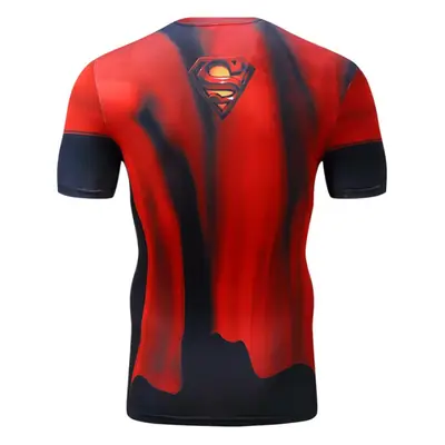2023 Superman Printed Sports T-Shirt Red Black Mesh