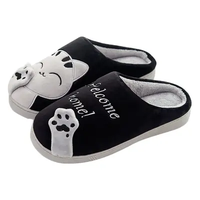 Cross-border in stock Cixi winter cute lucky cat winter warm home indoor men's and women's parent-child family cotton slippers