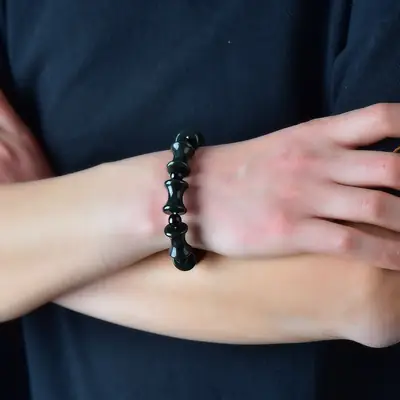 Black Hetian Jade Bamboo Bracelet for Men Women