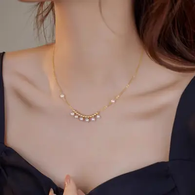 Gold Pearl Necklace for Women Elegant Commute